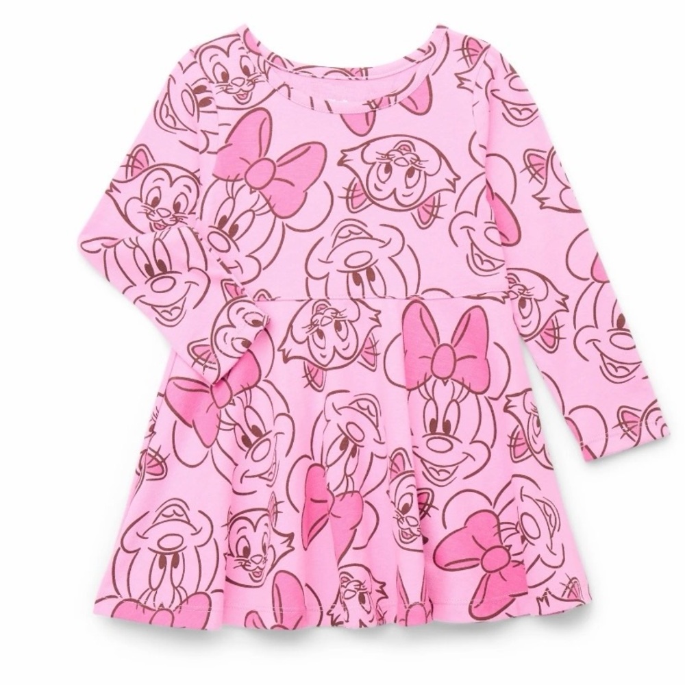 Disney Minnie Mouse Toddler Girls Long Sleeve Skater Dress - 18M - New